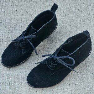 White Mountain Women Wedge Bootie Black Suede Leather Lace Up Shoes Size 8.5